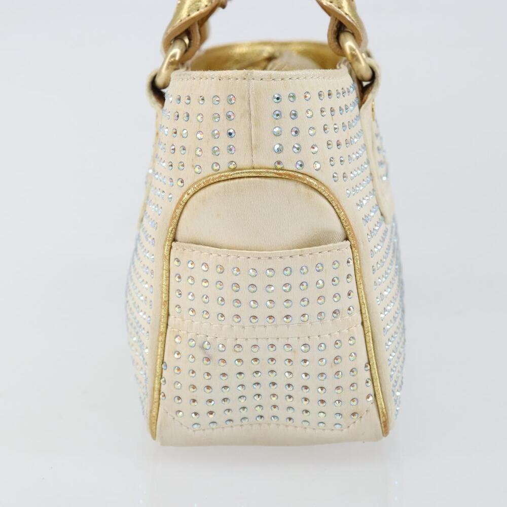 CELINE Hand Bag Satin Beige Gold Auth gh992 - Picture 3 of 16